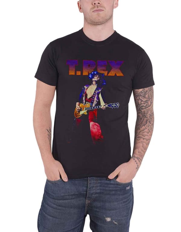 T Rex T Shirt Marc Bolan Rockin T. Rex logo Official Mens Black Black XXL
