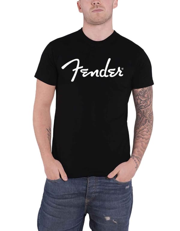 Fender T Shirt Classic Logo Official Mens Black XL