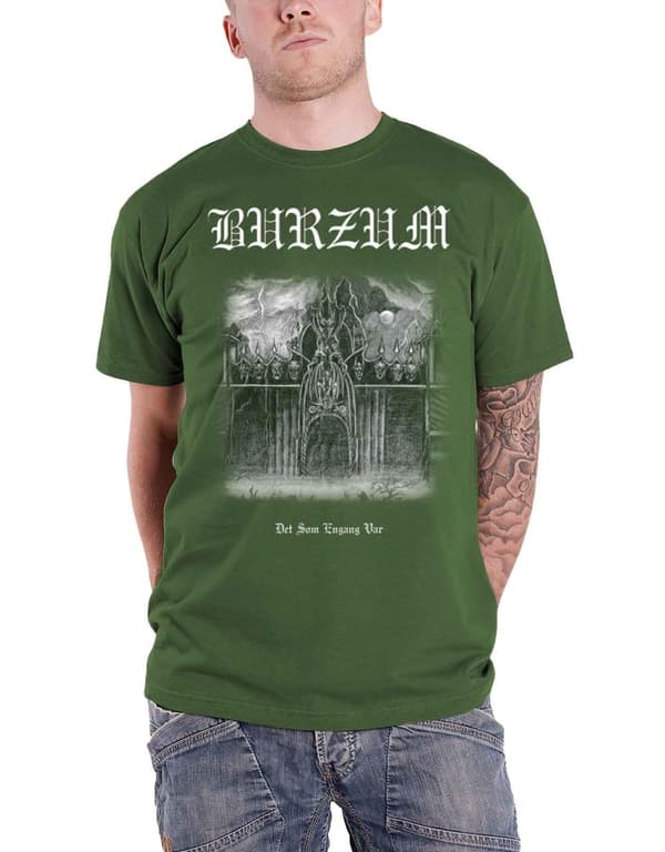 Burzum T Shirt Det Som Engang Band Logo Var Official Mens Green