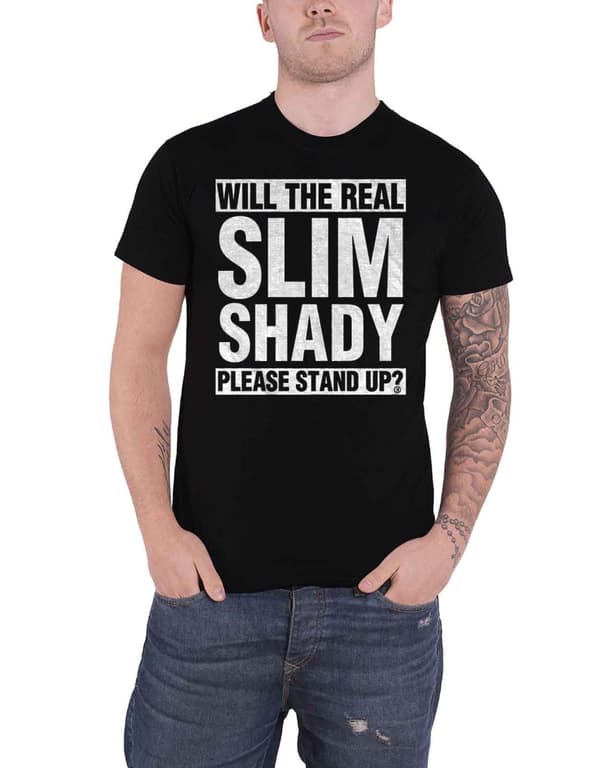 Eminem T Shirt The Real Slim Shady please stand Up Official Mens Black XL