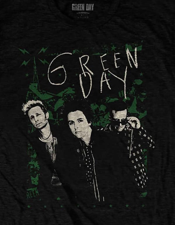 Green Day T Shirt Lean Band Shot Logo Official Mens Black