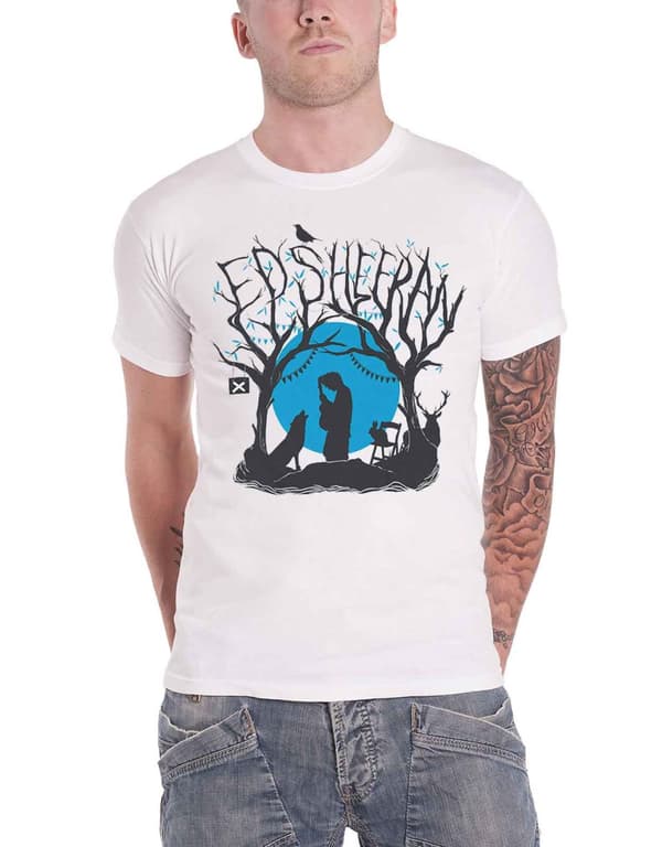 Ed Sheeran T Shirt Woodland Gig Logo Official Mens White
