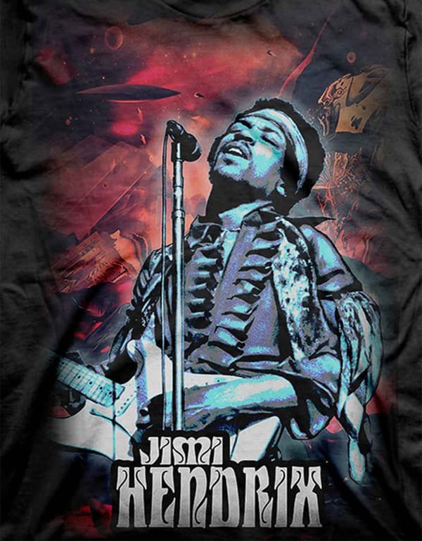 Jimi Hendrix T Shirt Universe Guitar Stance Logo Official Mens Black