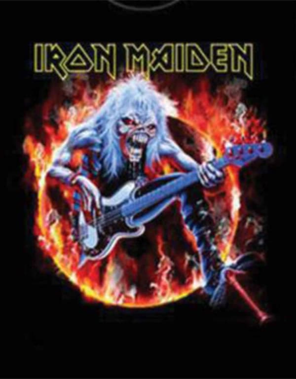 Iron Maiden T Shirt Fear Live Flames Eddie Band Logo Official Mens Black