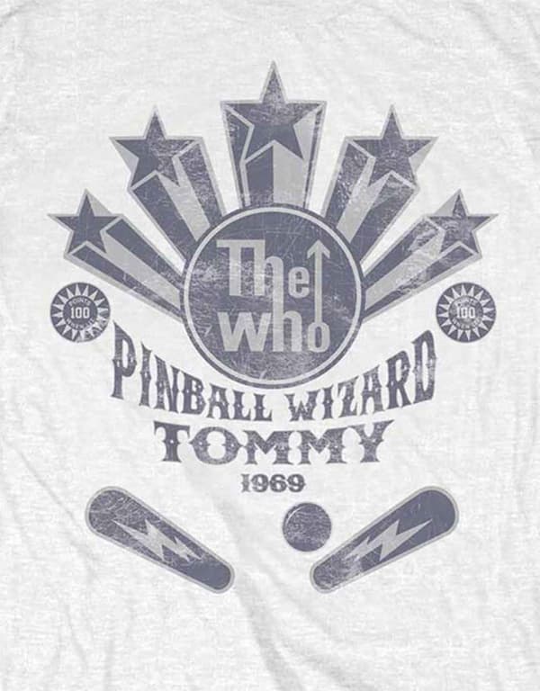 The Who T Shirt Pinball Wizard Flippers Band Logo Official Mens White
