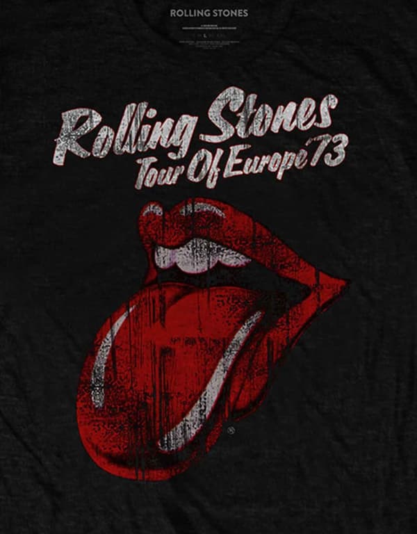 The Rolling Stones T Shirt Tour of Europe 73 Vintage tongue Official Mens Black L