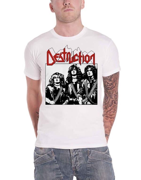 Destruction T Shirt Alt Photo Band Logo Official Mens White White XL