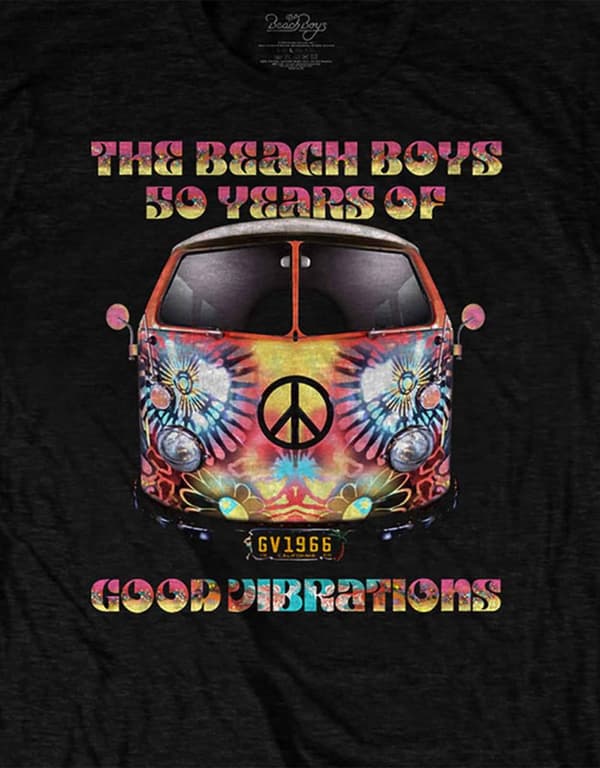 The Beach Boys T Shirt 50 Years of Good Vibes Tour Official Mens Black