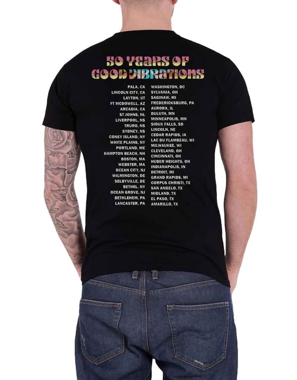 The Beach Boys T Shirt 50 Years of Good Vibes Tour Official Mens Black