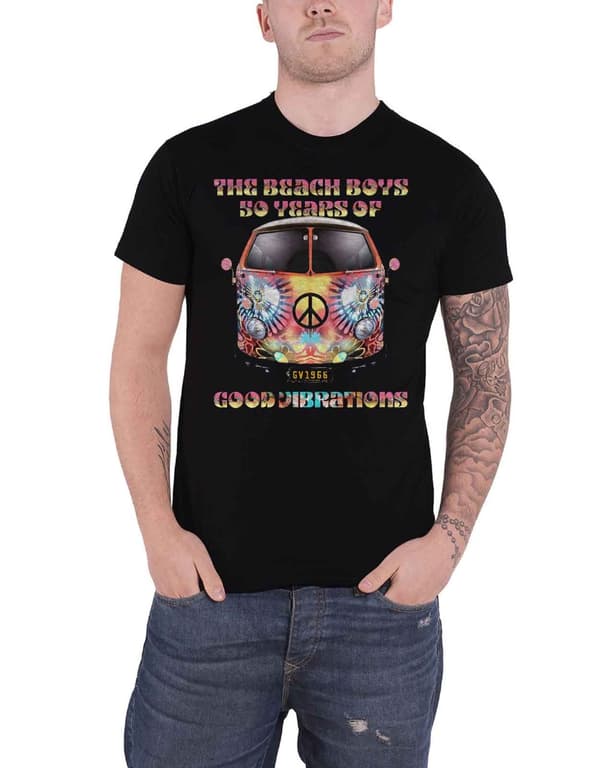 The Beach Boys T Shirt 50 Years of Good Vibes Tour Official Mens Black