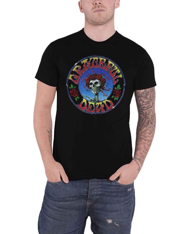 Grateful Dead T Shirt Bertha Circle Band Logo Official Mens Black