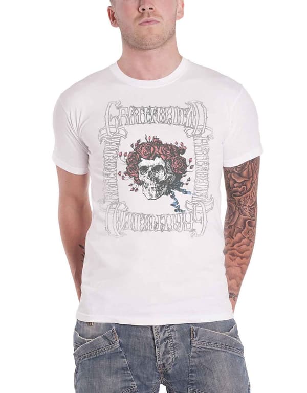 Grateful Dead T Shirt Bertha Band Logo Box Official Mens White L