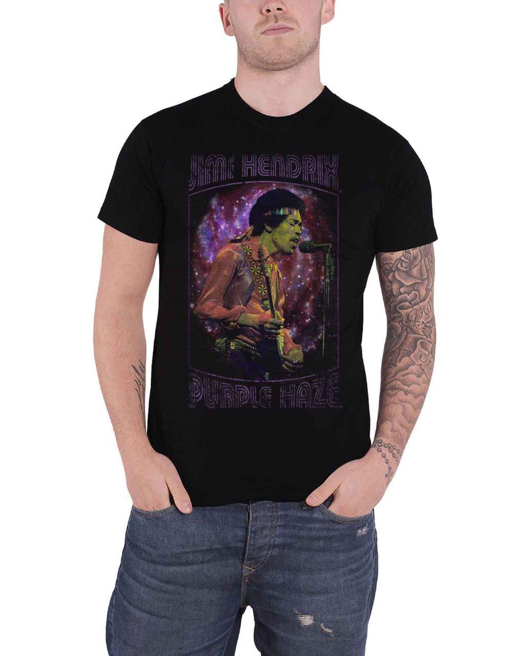 Jimi Hendrix T Shirt Purple Haze Frame Logo Official Mens Black