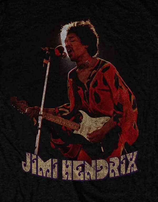 Jimi Hendrix T Shirt Orange Kaftan Live Logo Official Mens Black