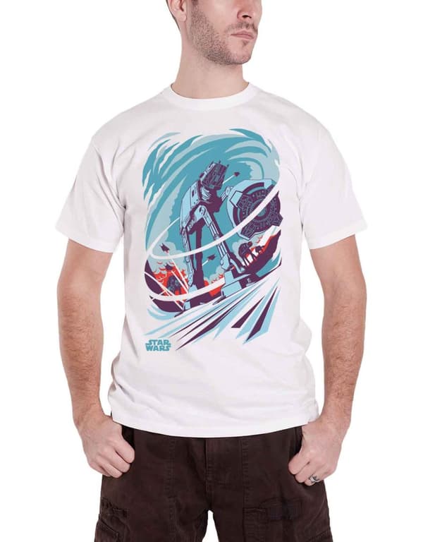 Star Wars T Shirt AT-AT Empire Strikes Back Official Mens White White XL