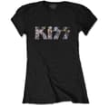 Miniatyrbild 3 av 4: KISS T Shirt Classic diamante Logo Official Womens Skinny Fit Black