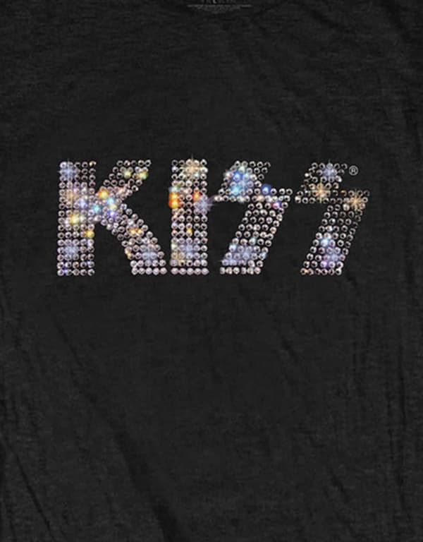 KISS T Shirt Classic diamante Logo Official Womens Skinny Fit Black