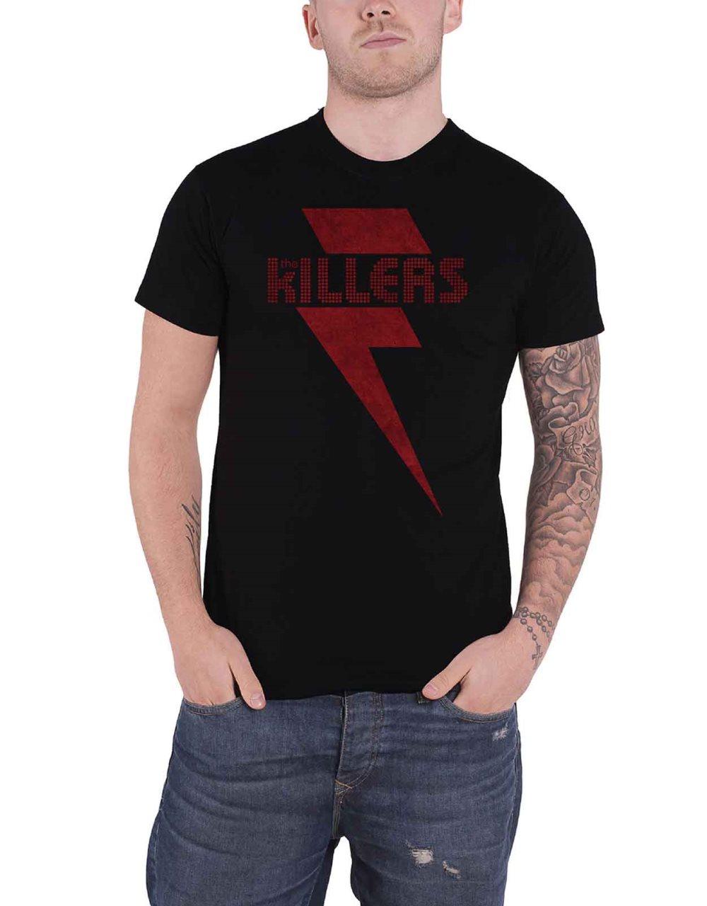 The Killers T Shirt Red Bolt Band Logo Official Mens Black