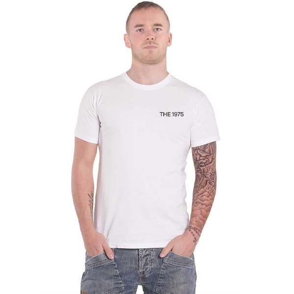The 1975 T Shirt A Brief enquiry Side Face Time Band Logo Official Mens White White XL