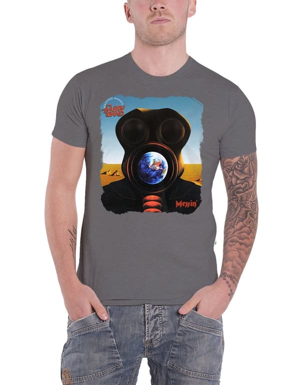 Manfred Manns Earth Band T Shirt Messin Band Logo Official Mens Grey