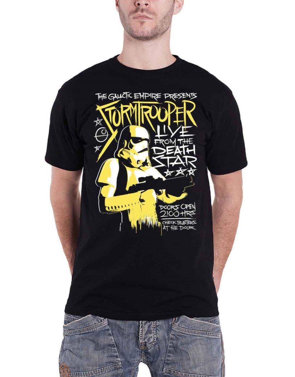 Star Wars T Shirt Stormtrooper Rock Live from the Death Star Official Mens Black