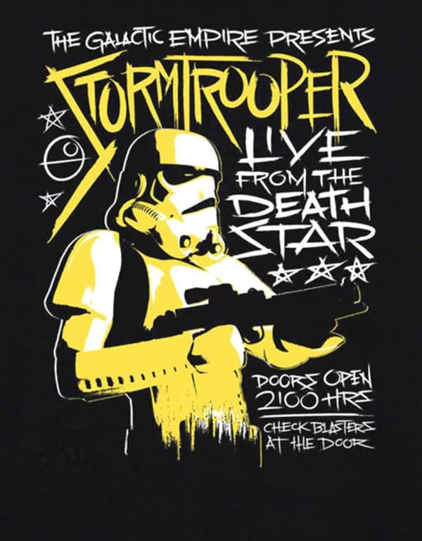 Star Wars T Shirt Stormtrooper Rock Live from the Death Star Official Mens Black