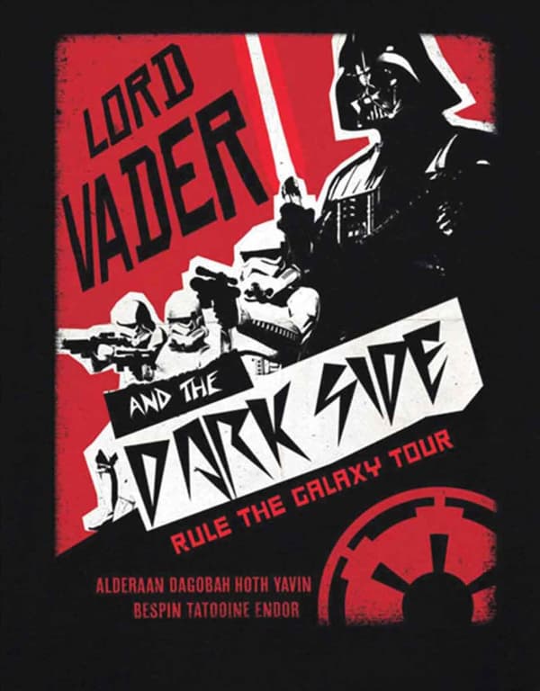Star Wars T Shirt Darth Rocks Rule the Galaxy Tour Official Mens Black