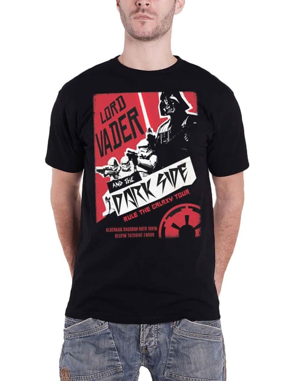 Star Wars T Shirt Darth Rocks Rule the Galaxy Tour Official Mens Black Black S
