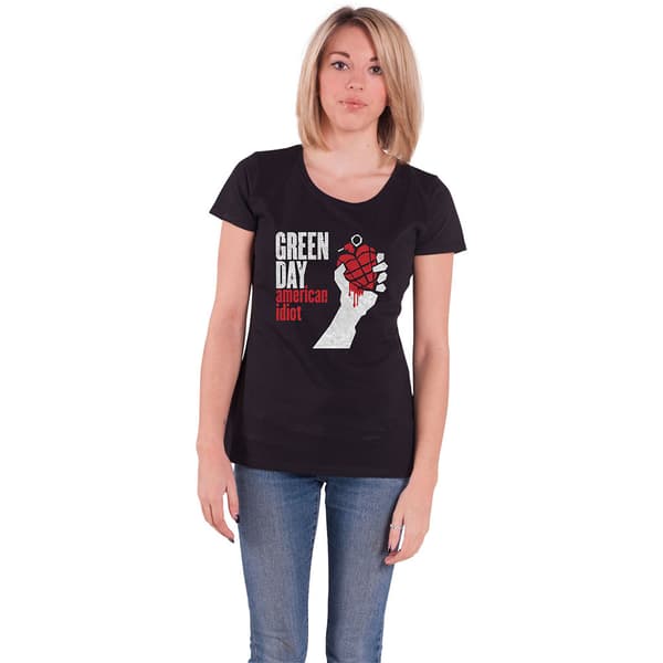 Green Day T Shirt American Idiot Band Logo Official Womens Skinny Fit