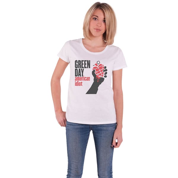 Green Day T Shirt American Idiot Band Logo Official Womens Skinny Fit