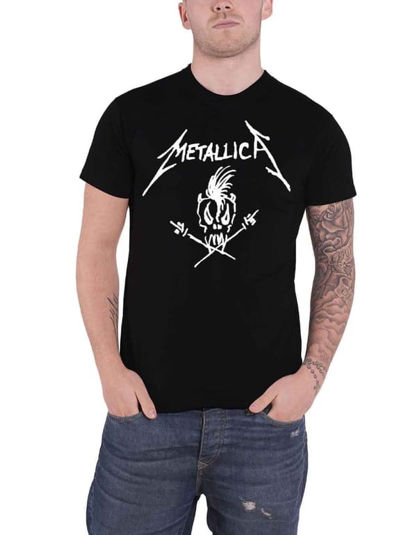 Metallica T Shirt Original Scary Guy Band Logo Official Mens Black L