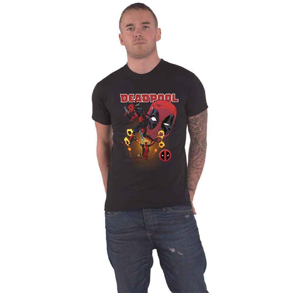 Deadpool T Shirt Deadpool Fight Collage Logo Official Marvel Mens Black