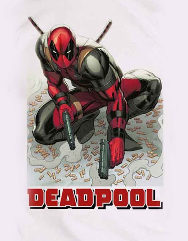 Deadpool T Shirt Deadpool Bullet Stance Official Marvel Mens White