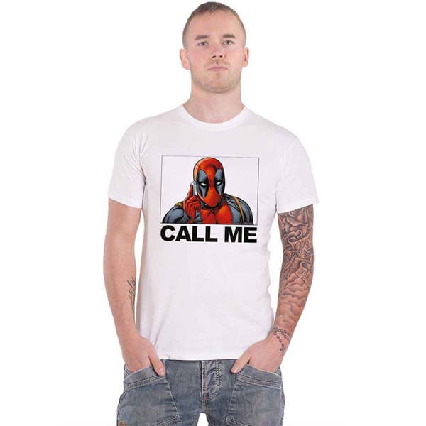 Deadpool T Shirt Call Me Official Marvel White White M