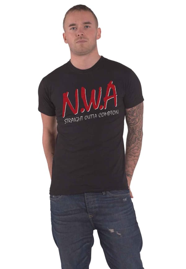 N.W.A T Shirt Straight Outta Compton Official Mens Black Black XL