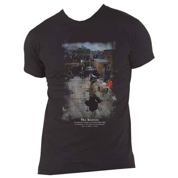 The Beatles T Shirt Savile Row Rooftop Concert Band Logo Official Mens Black