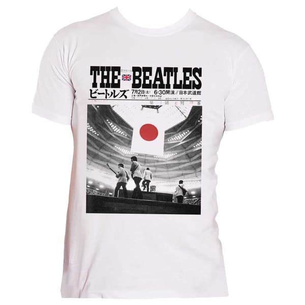 The Beatles T Shirt Live At The Budokan Japan band logo Official Mens White