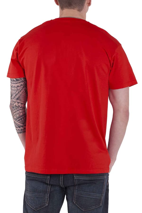 Woodstock Mens T Shirt Red Classic Vintage Distressed Poster Official