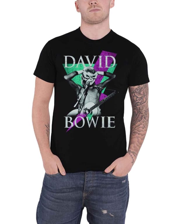 David Bowie T Shirt  Aladdin Sane Thunder Official Mens Black