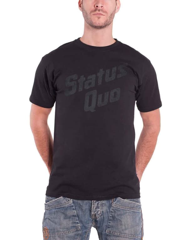 Status Quo Black Vintage band Logo Official Mens T Shirt Black M