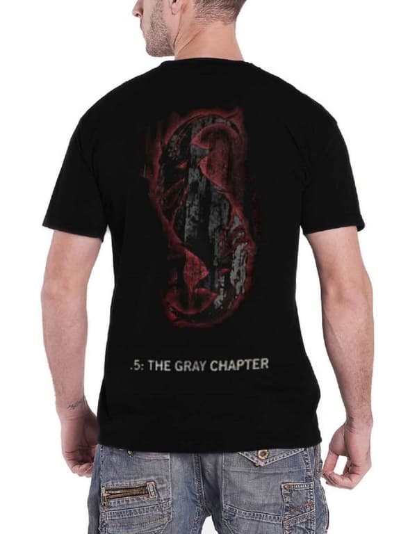 Slipknot T Shirt Gray Chapter 5 Distressed Album Logo Official Mens Black