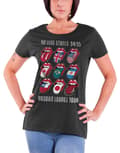 Miniatyrbild 1 av 8: Official Rolling Stones T Shirt Voodoo Lounge Tongue Logo Womens Grey Skinny Fit 14