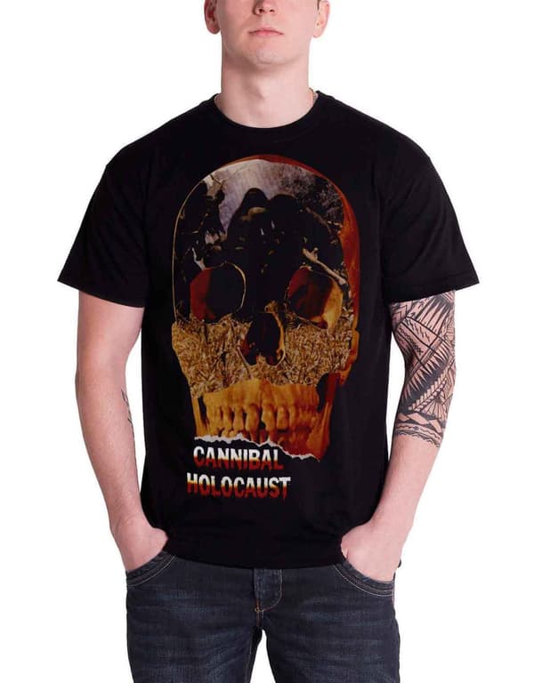 Plan 9 Cannibal Holocaust Skull Official Mens Black T Shirt S