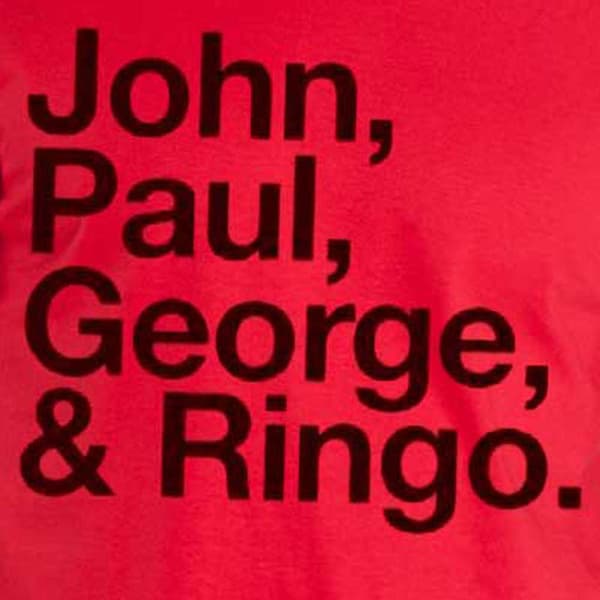 The Beatles John Paul George and Ringo logo Official Mens T Shirt