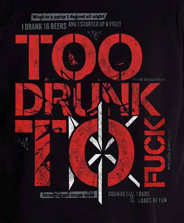 Dead Kennedys Mens T Shirt Black Too Drunk To F*ck band Logo Official