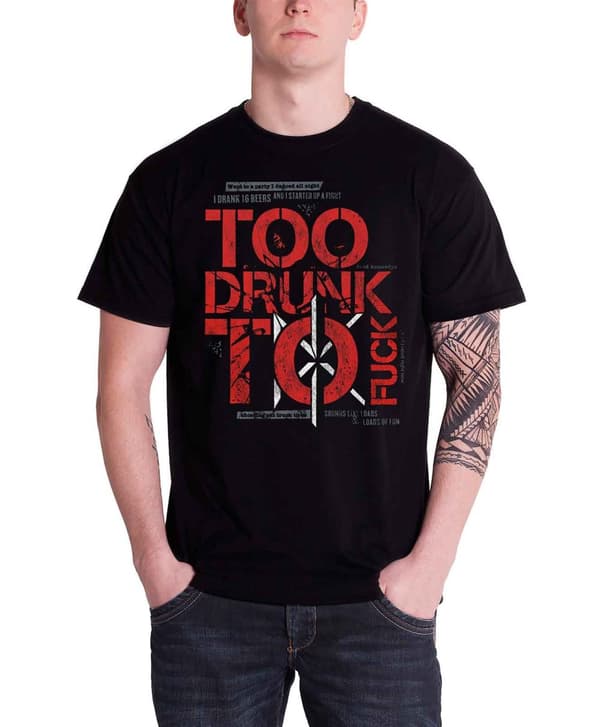 Dead Kennedys Mens T Shirt Black Too Drunk To F*ck band Logo Official