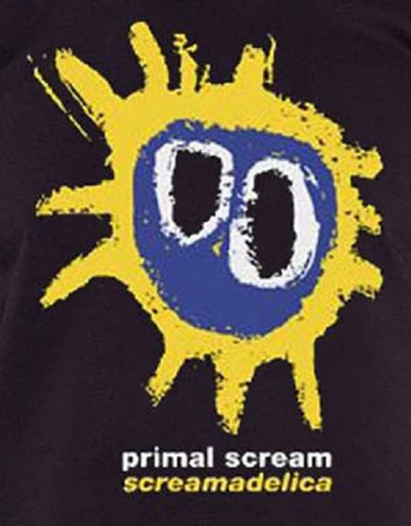 Primal Scream T Shirt Screamadelica Album Cover Band Logo Official Mens Black