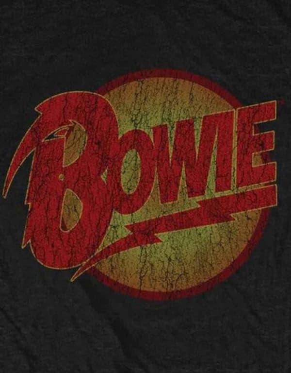 David Bowie T Shirt Diamond Dogs Vintage Distressed Logo Official Mens Black