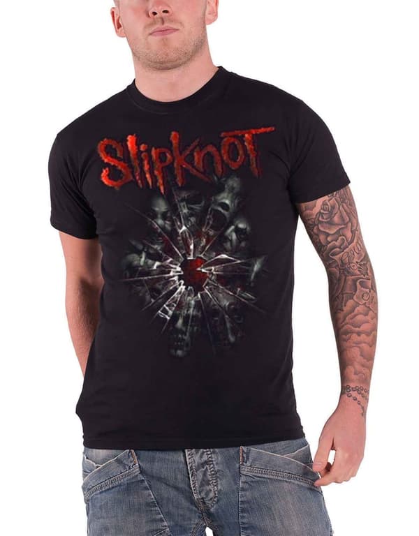 Slipknot T Shirt Shattered Band Gray Chapter logo Official Mens Black