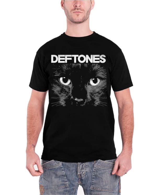 Deftones T Shirt Sphinx Cat Eyes Album Cover Band Logo Official Mens Black